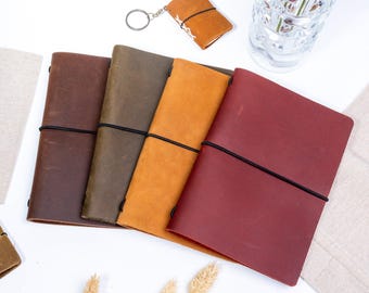 Refillable Leather & Vegan Leather Journal Cover, A6, 8 Colors