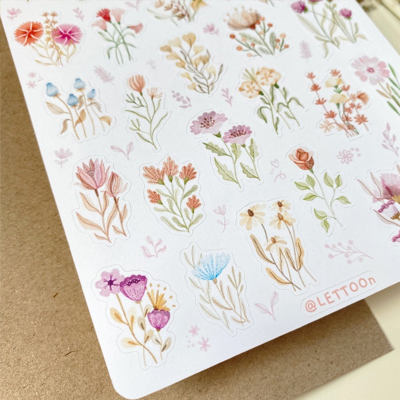 Stickervel Wilde bloem Dagboekstickers, plakboekdecoratie, plannerstickers, gemaakt door LETTOOn afbeelding 4