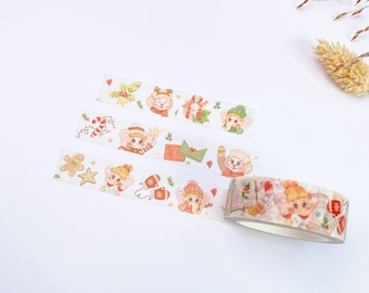 Christmas Washi Tape - Tuk Tuk and Stroop Cozy Season | Hand-Drawn No AI Art, 15mm x 10m