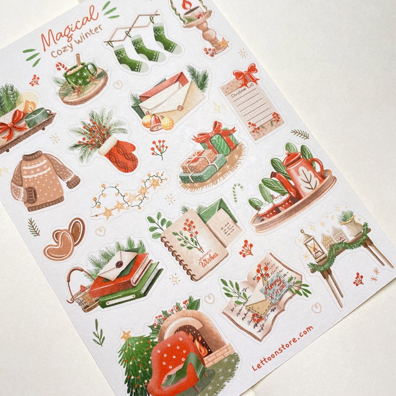 Handmade Sticker Sheet - Magical Cozy Winter | Christmas Stickers ...