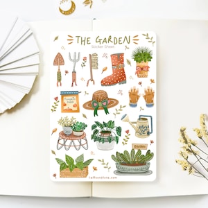 Handgemaakt stickervel - The Garden | Dagboekstickers, versier je planner, plakboek, enveloppen en meer. Handgemaakt door LETTOOn