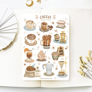 Handgemachter Aufkleber Bogen - Kaffee | Journal Sticker, Planner Sticker, Briefaufkleber, Creamed by LETTOOn