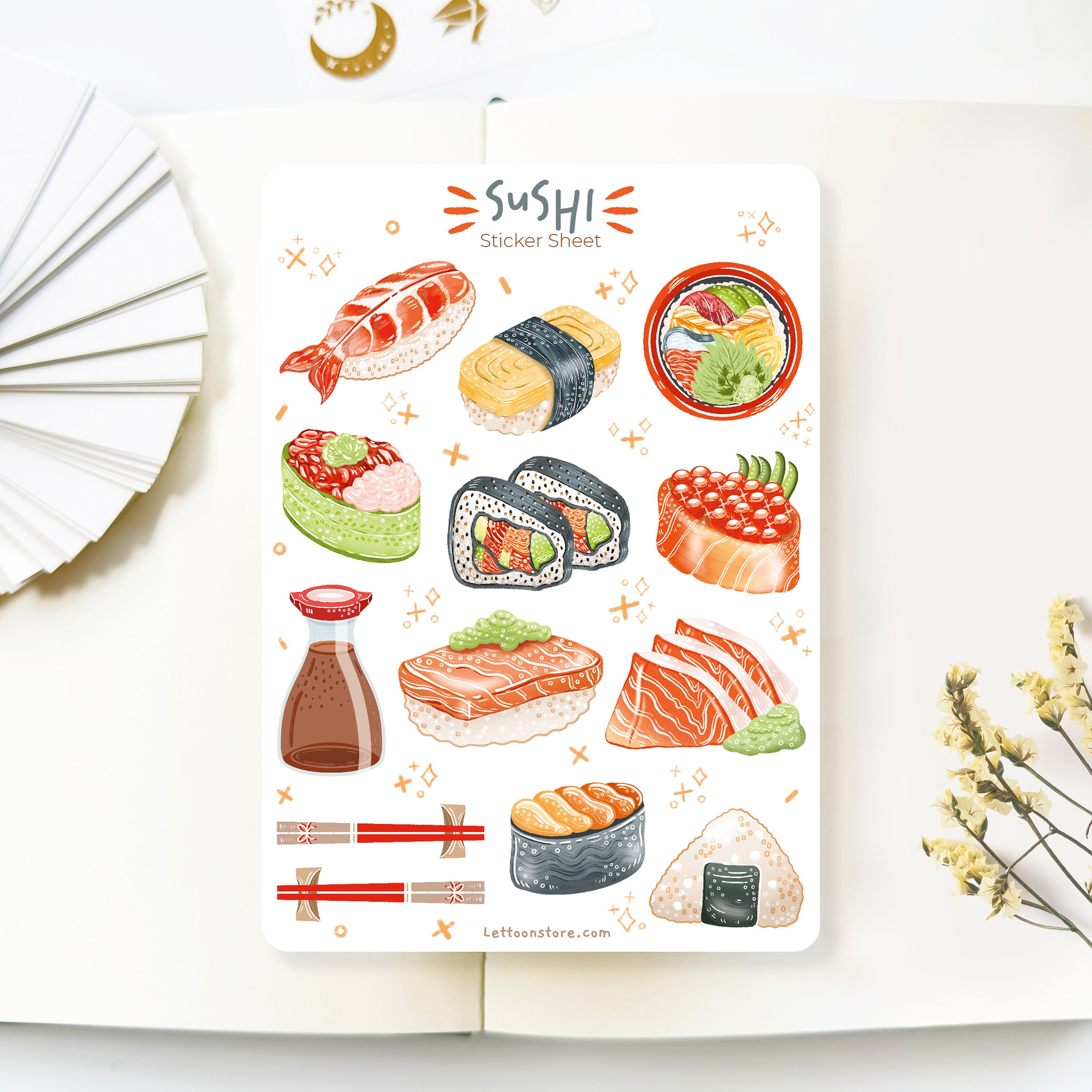 Japanese Kawaii Food Sticker, Sushi Scrapbook Stickers