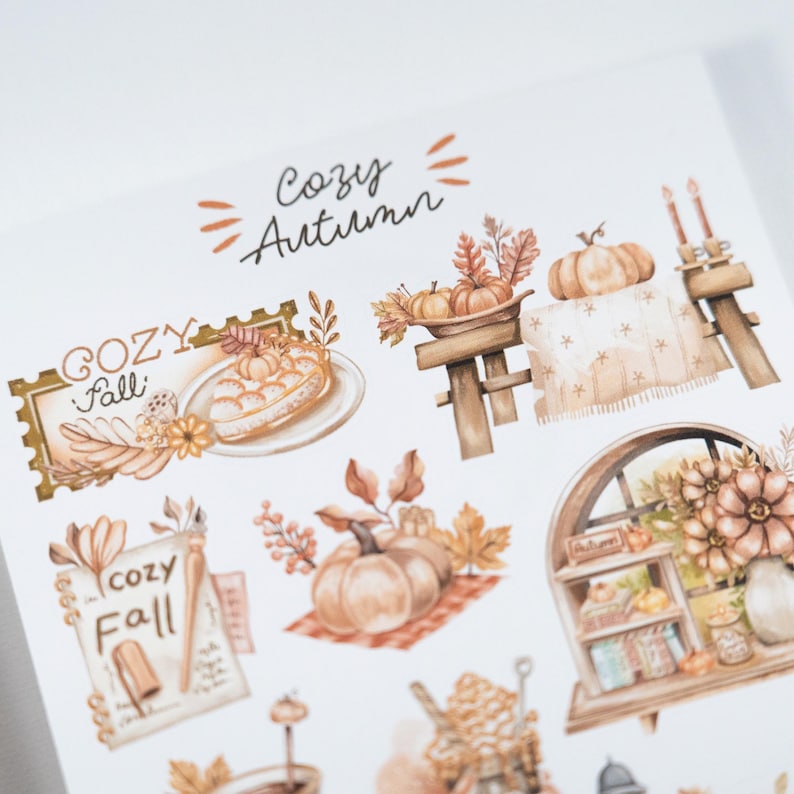 Handmade Sticker Set - Cozy Autumn | Fall Stickers, Planner Stickers ...
