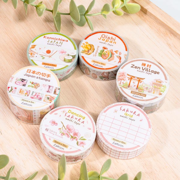 6 Japan Washi Tapes | Sakura, Japanese Stamps, Japanese food and houses, Grid Washi Tape, Japanese Culture, Created by LETTOOn
