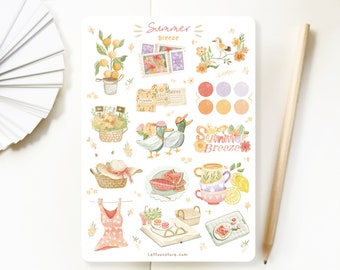 Stickervel - Zomerbries | Transparante dagboekstickers, zomerbriefpapier, plannerstickers, gemaakt door LETTOOn