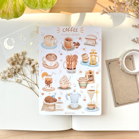 Scrapbook Stickers Planner Stickers Coffee Cup Sticker Set Coffee