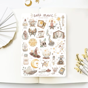Handgemaakt stickervel - Dark Magic | Briefpapier, dagboekstickers, plakboekdecoratie, plannerstickers, gemaakt door LETTOOn