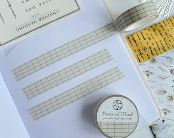 Sage Grid Washi Tape, Peace of Mind, 15mm x 10m
