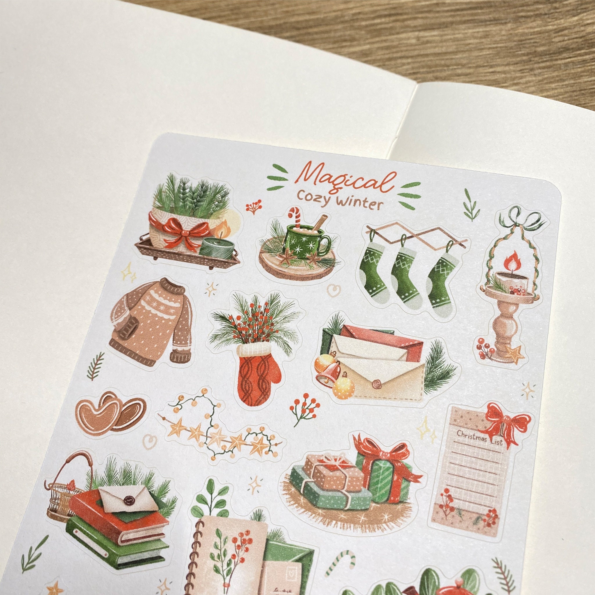 Handmade Sticker Sheet - Magical Cozy Winter | Christmas Stickers ...