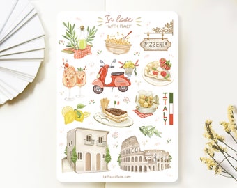 Sticker Sheet - In Love With Italy | Journal Stickers, Italy Stationery, Planner Stickers, Created by LETTOOn