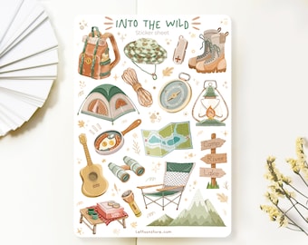 Handmade Sticker Sheet - Into The Wild | Journal stickers for amazing adventures . Created by LETTOOn