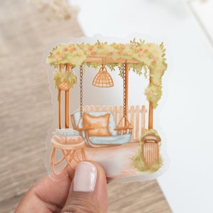 Sticker imperméable transparent - Balançoire. Réutilisable et remplaçable. Parfait pour les bouteilles, les journaux, les téléphones et les ordinateurs portables, design LETTOon