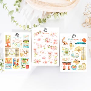 3 fogli di adesivi giapponesi / adesivi Sakura e Ramen, cancelleria artistica di alta qualità per decorare il tuo bujo, planner e album, creati da LETTOOn