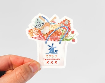 Amsterdam Waterproof Vinyl Sticker, I Love Amsterdam, 72x75mm