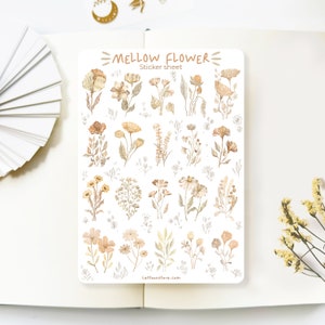 Sticker Sheet - Mellow Flower | Journal Stickers, Scrapbook Decoration, Planner Stickers, Created by LETTOOn