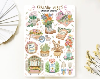 Sticker Bogen - Spring Vibes | Ästhetische Blumen Sticker für dein Journal, Planer und mehr