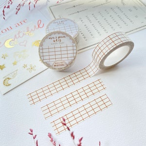 Washi Tape - Weiß/Braunes Gitter | Schreibwaren, Journal Washi Dekoration, Planer Inspiration, designed by LETTOOn