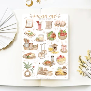 Handgemaakt stickervel - Kitchen Vibes | Briefpapier, dagboekstickers, plakboekdecoratie, plannerstickers, gemaakt door LETTOOn