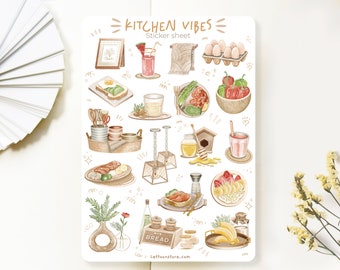 Handmade Sticker Sheet - Kitchen Vibes | Stationery Journal Stickers, Scrapbook Decoration, Planner Stickers, Created by LETTOOn