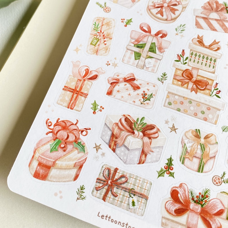 Handmade Sticker Sheet - Present Time | Holiday Gift Stickers ...
