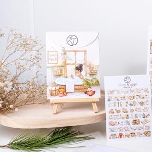 Set di 5 fogli di adesivi Hygge - Cozy Hygge / Fogli di adesivi fatti a mano di alta qualità per decorare il tuo diario e la tua agenda