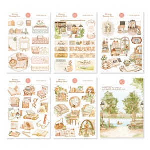 Set di 5 fogli di adesivi per libri - Lovely Reading Time / Fogli di adesivi fatti a mano di alta qualità per decorare il tuo diario e la tua agenda