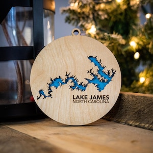 Laser Cut Wood Ornament- Lake James, North Carolina!