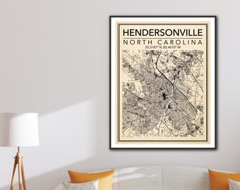 Hendersonville Nc Map - Etsy