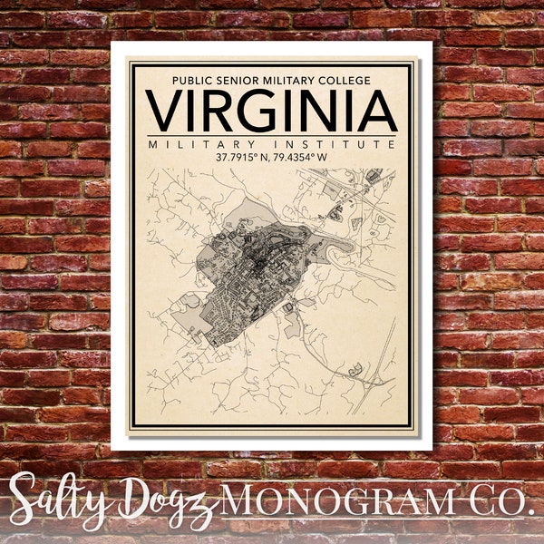 Wall Art Map Print of Virginia Military Institute!!