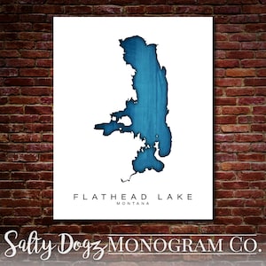 Wall Art Map Print of Flathead Lake, Montana!!!