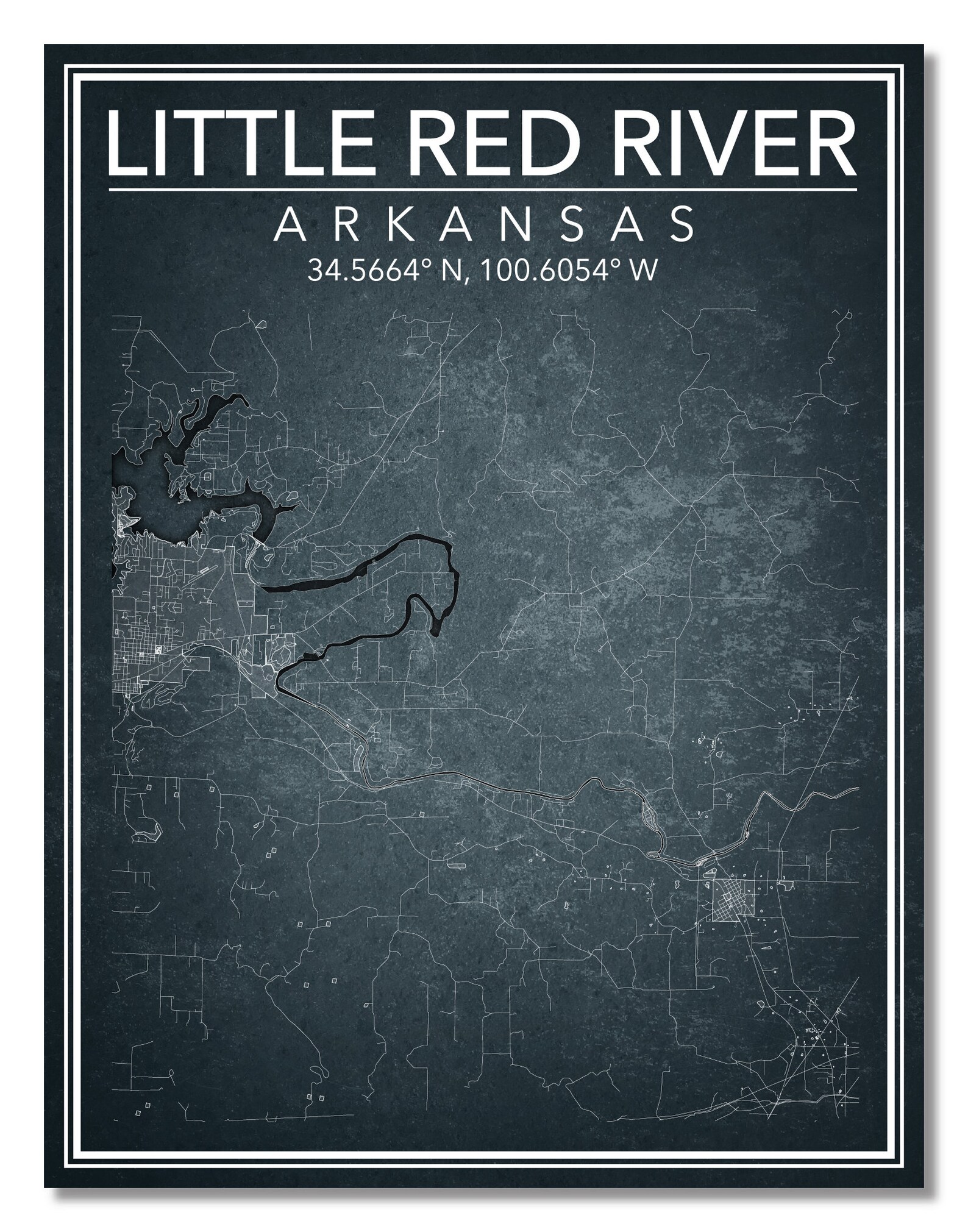 Wall Art Map Print of Little Red River Arkansas Etsy