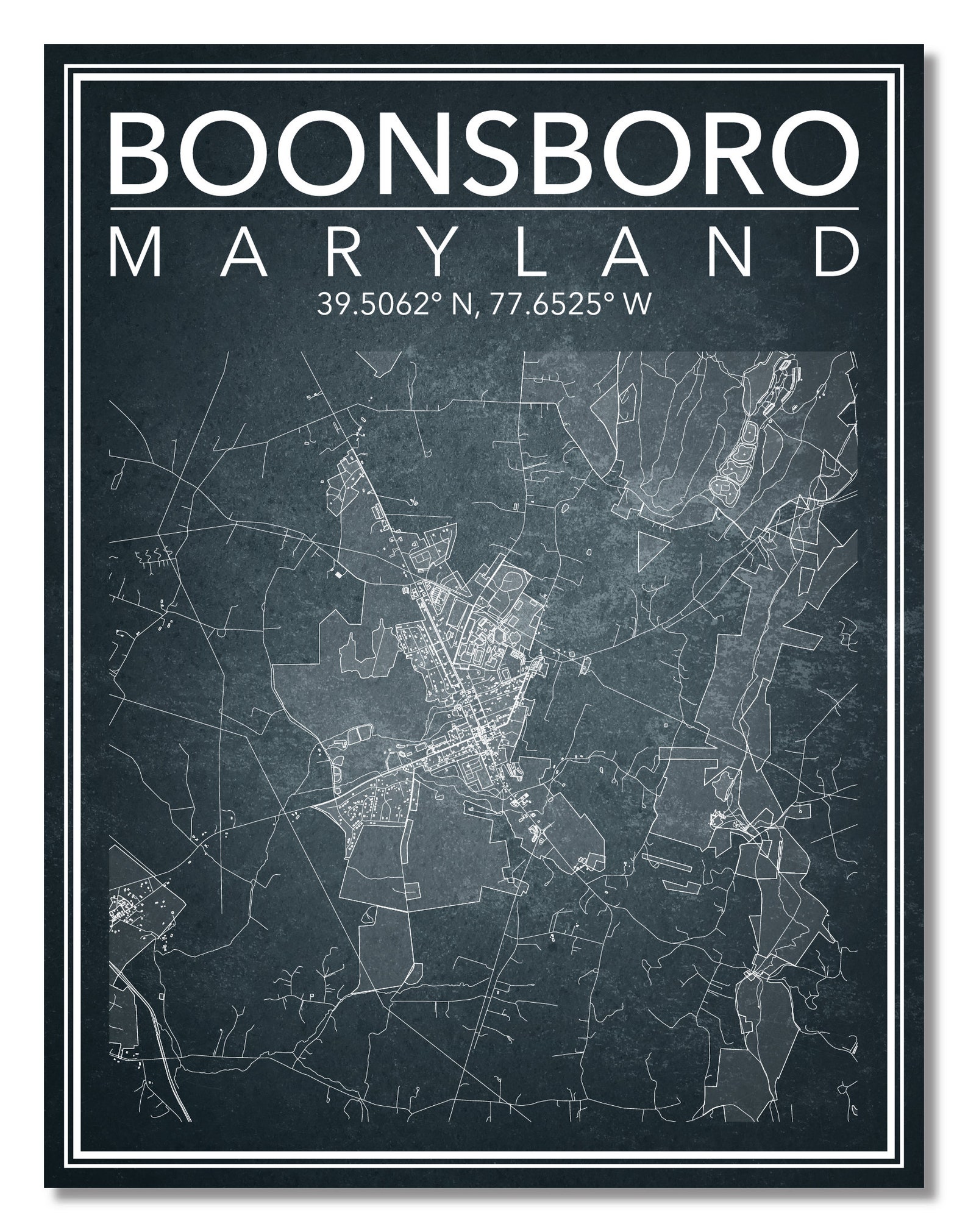 Wall Art Map Print of Boonsboro Maryland Etsy 日本