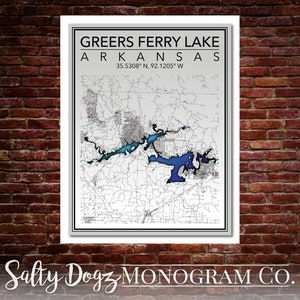 Wall Art Map Print of Greers Ferry River, Arkansas!