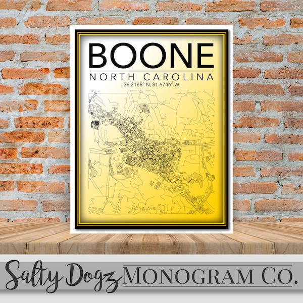 Wall Art Map Print Boone, North Carolina!