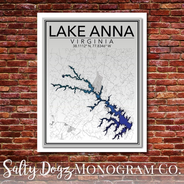 Wall Art Map Print of Lake Anna, Virginia!
