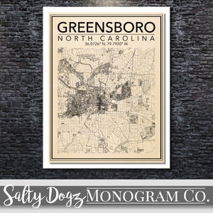 Wall Art Map Print of Greensboro, North Carolina!!!