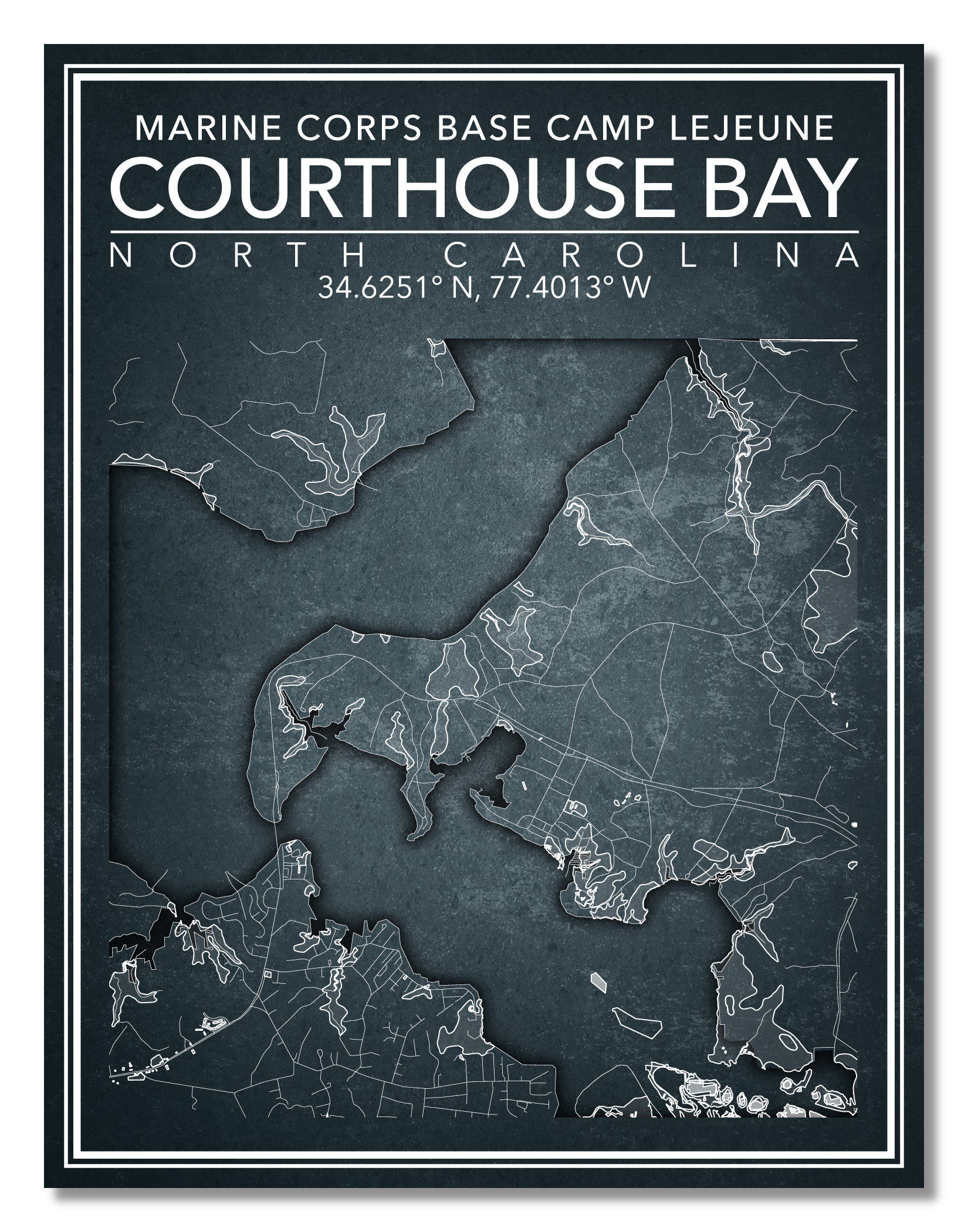 Wall Art Map Print of Marine Corp Base Camp Lejeune Courthouse Etsy