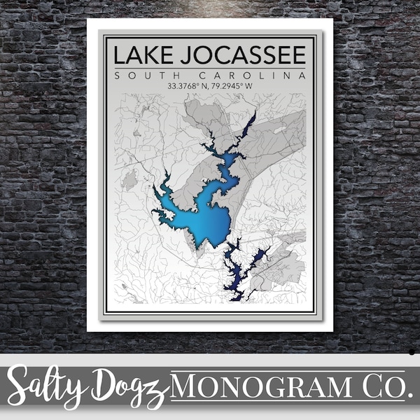 Jocassee Lake Map from Etsy