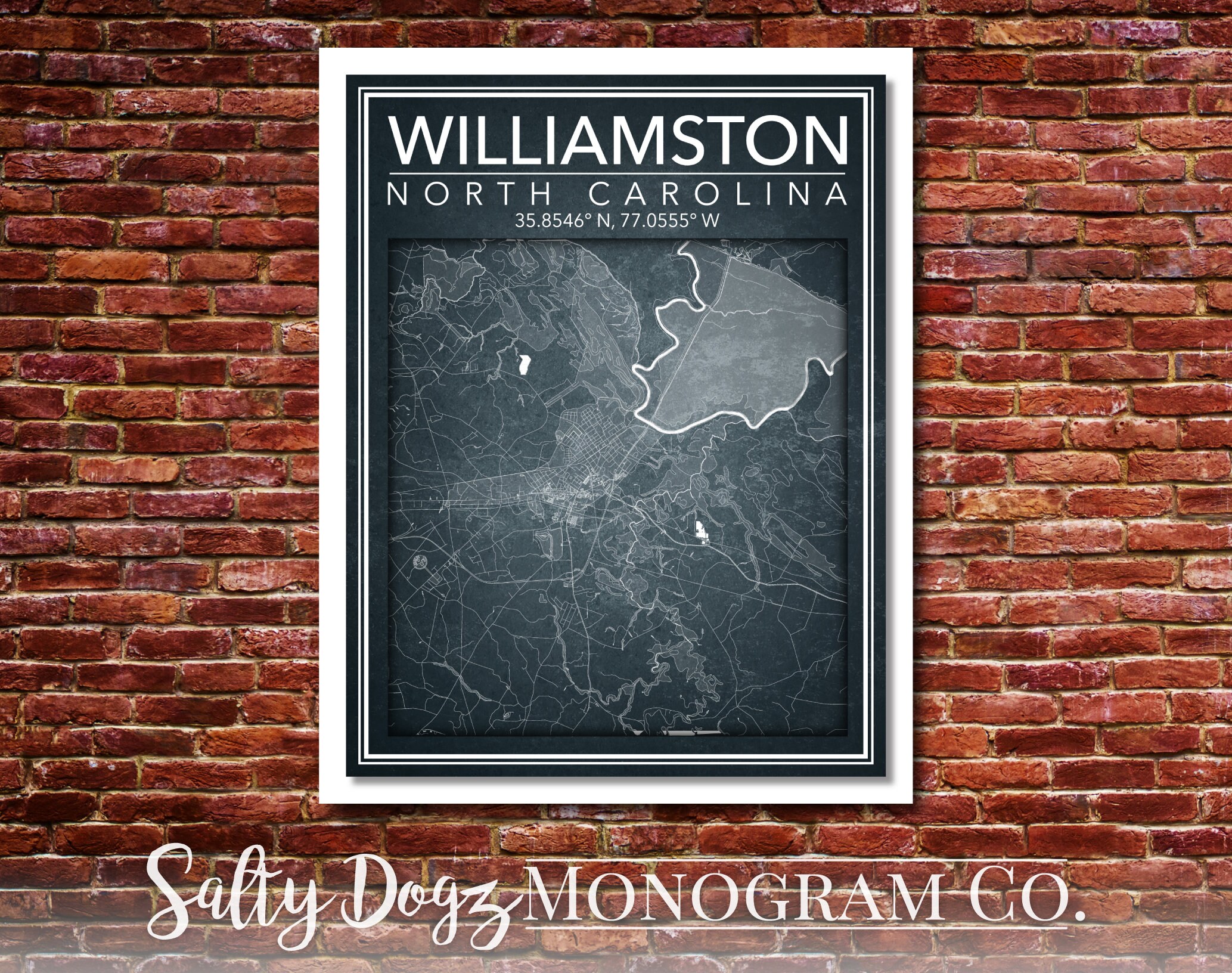 Wall Art Map Print of Williamston North Carolina Etsy