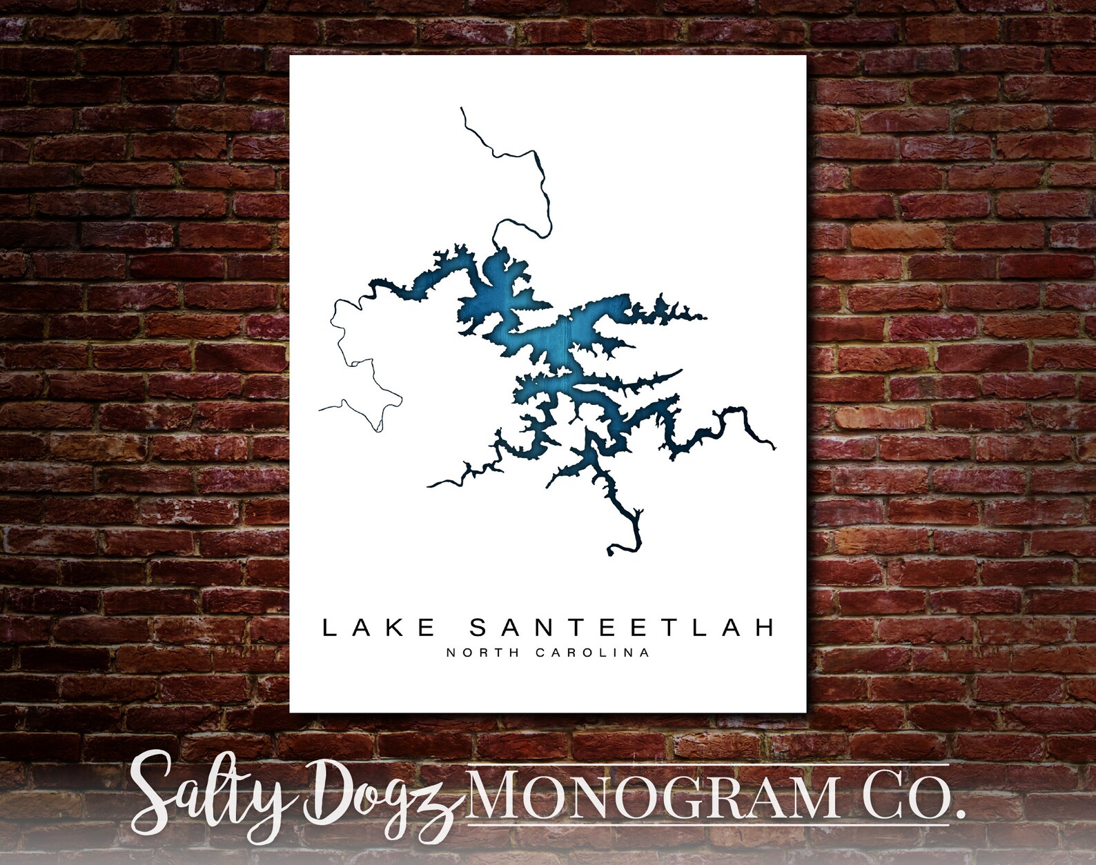 Wall Art Map Print of Lake Santeetlah North Carolina - Etsy UK