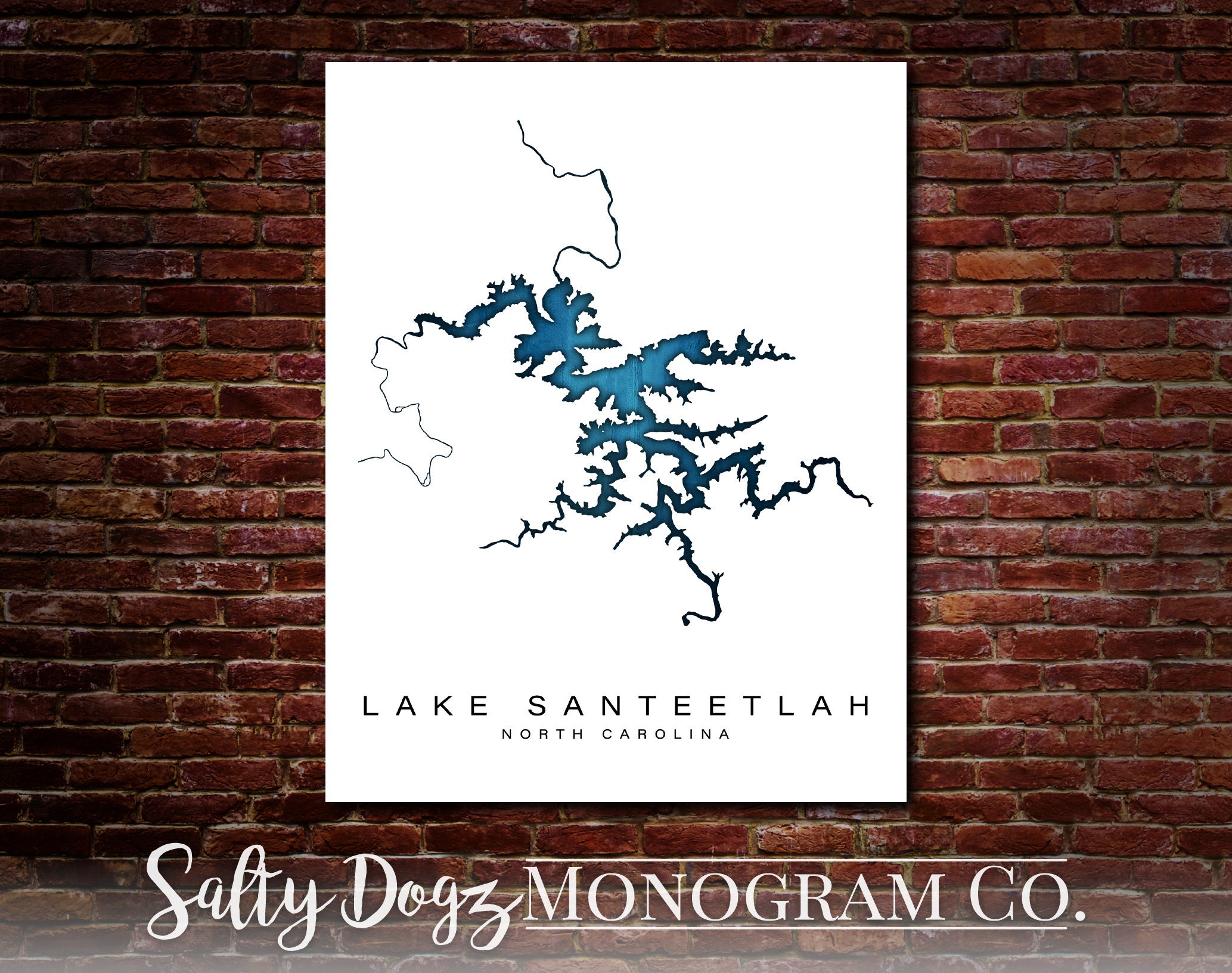Wall Art Map Print of Lake Santeetlah North Carolina | Etsy