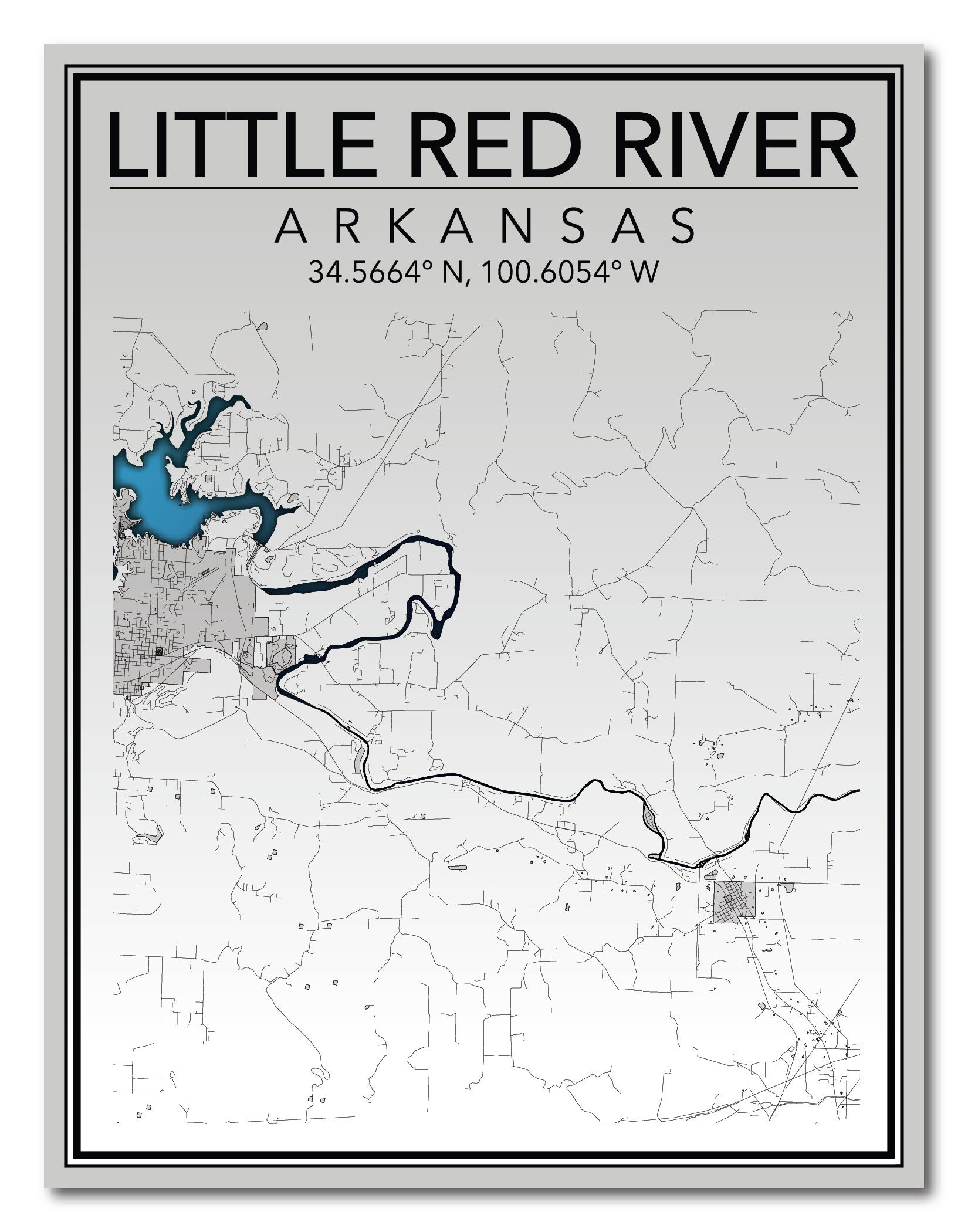 wall-art-map-print-of-little-red-river-arkansas-etsy