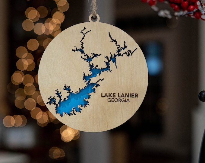 Lake Lanier Georgia Map Lake House Decor Lake Map Wood - Etsy
