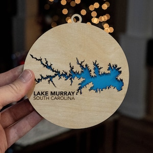 South Carolina Ornament- Silver or Natural Wood Lake Murray, South Carolina!!