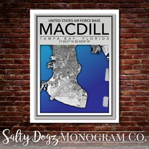 Wall Art Map Print of Air Force Base MacDill, Florida!
