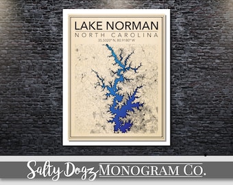 Wall Art Map Print of Lake Norman, North Carolina!