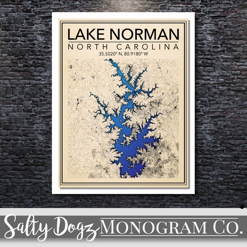 Lake Norman North Carolina Poster Skyline Art Print NC Item Etsy