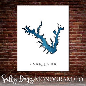 Wall Art Map Print of Lake Fork, Van Zandt County, Texas, United States!!