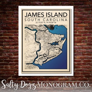 Wall Art Map Print of James Island, South Carolina!
